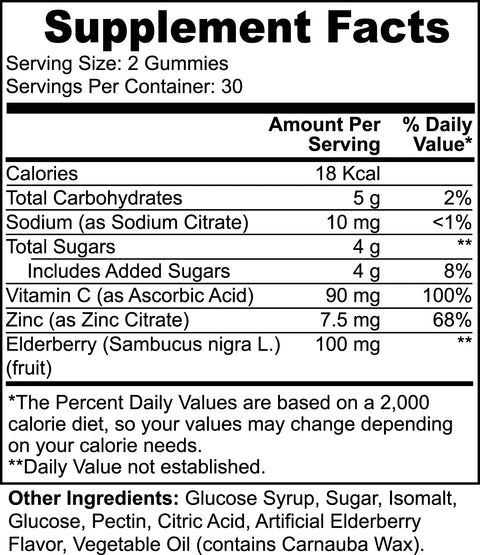 Elderberry & Vitamin C Gummies - White Leaf Nutrition