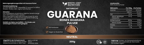 GUARANA PULVER MIT VITAMIN A & C White Leaf Nutrition